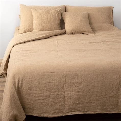 Light Brown Bed Linen Washed Duvet Cover Sheet Pillowcase Brown