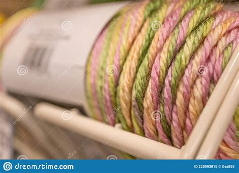 Colorful Woolen Yarns On Display At Craft Shop Stock Image Image Of