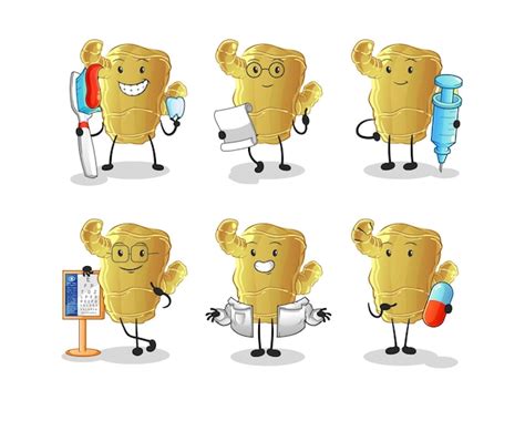 Premium Vector Ginger Doctor Group Character Cartoon Mascot Vector