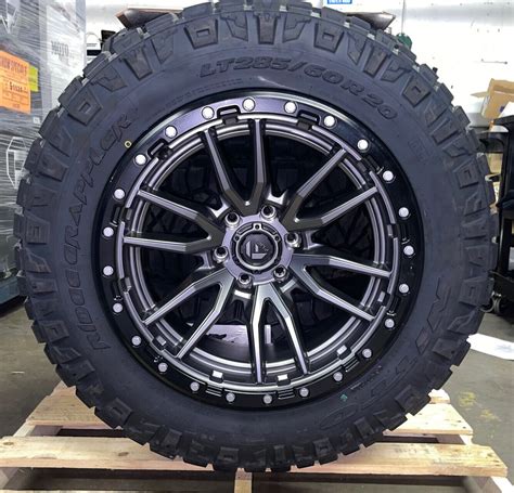 20x9 Fuel D680 Rebel Gray Wheels 34 Nitto Tires 6x135 Ford F150