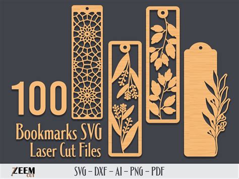 100 Bookmark Laser Cut Svg Files Template For Glowforge Cnc Etsy
