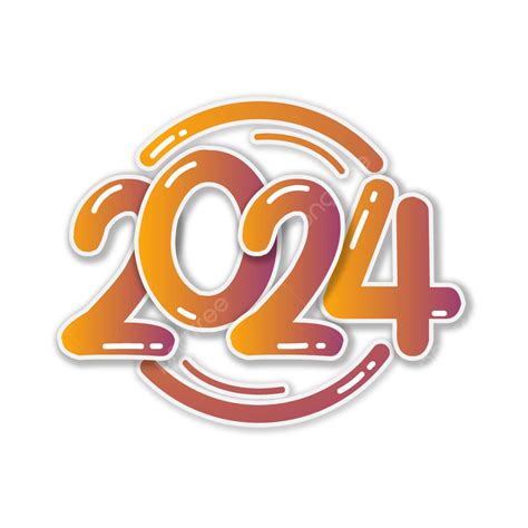 Gradient 2024 Text Design With Doodle Style Vector Sign Drawing 2024