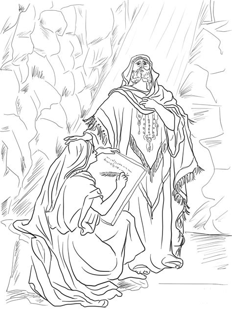 Baruch Writes Down Jeremiahs Prophecy On A Scroll Coloring Page