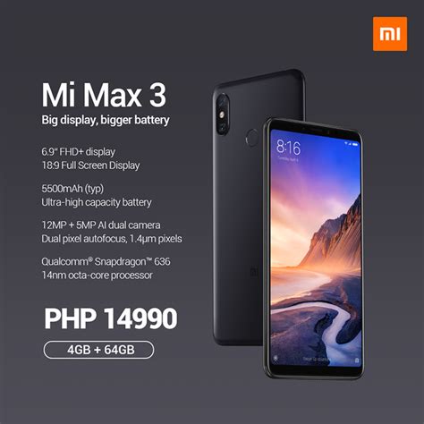 Xiaomi mobile was founded in 2010 and has grown rapidly they incorporate their user's feedback into the product range includes the xiaomi mi max 2. Xiaomi Mi Max 3 will be available in the Philippines soon ...