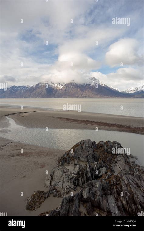 Turnagain Arm Tidal Flats Trees Mountains And Water Near Hope