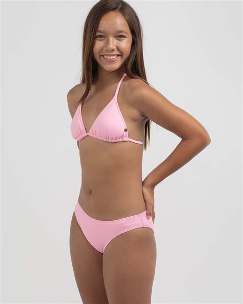 Kaiami Girls Lara Sliding Triangle Bikini Set In Candy Pink FREE Shipping Easy Returns