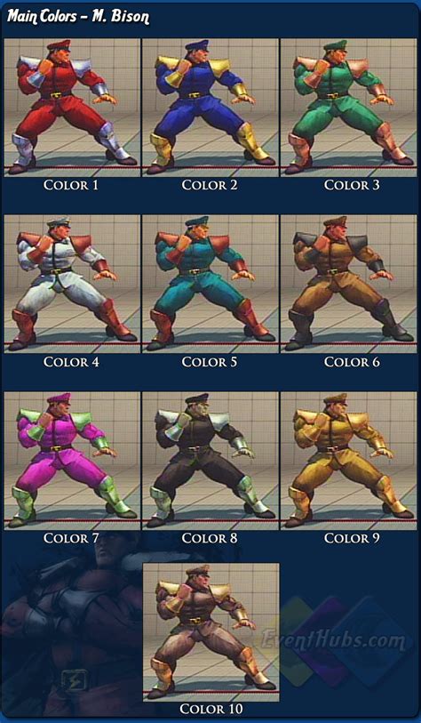 Costume And Alternative Outfit Colors For M Bison Dictator Street