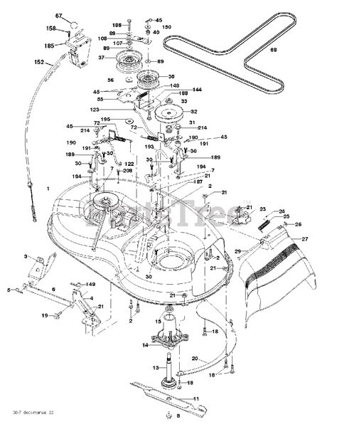 Poulan Parts On The Mower Deck Cutting Deck Diagram For Po 15538lt