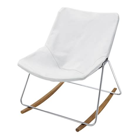 Chaise à bascule style scandinave en vente chez maisons du monde. Fauteuil à bascule en cuir blanc G1 | Maisons du Monde