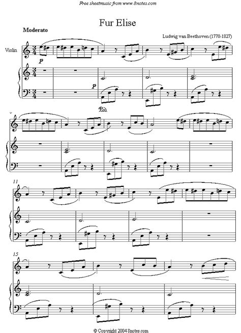 This classical sheet music is fur elise by ludwig van beethoven. violin beethoven fur elise sheet music - 8notes.com in ...