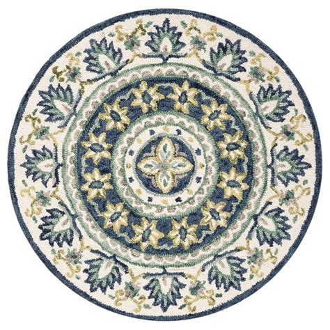 Safavieh Novelty 4 Round Hand Tufted Wool Rug In Ivory And Blue