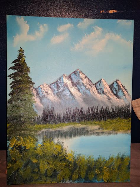 My First Bob Ross Painting Distant Mountains S14 E01 Rhappytrees