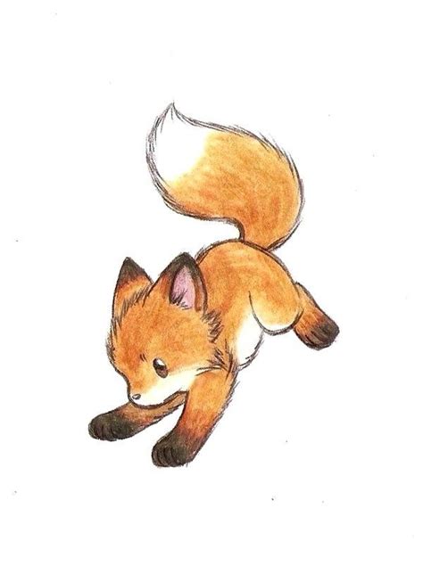 Cute Fox Drawing Little Cute Fox A Cute Fox Drawing Easy In 2020 Cute