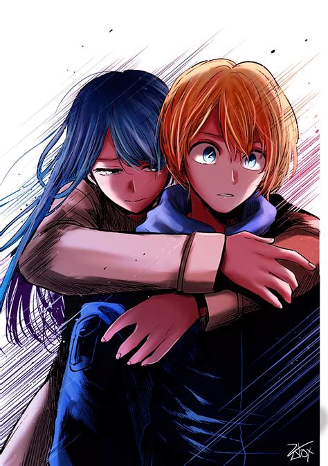 Two People Hugging Each Other With Their Arms Around Them