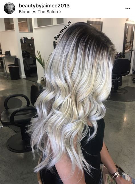 Shadow Root And Ice Blonde Hair Trends Beautiful Blonde Bayalage Icey Blonde Dark Roots
