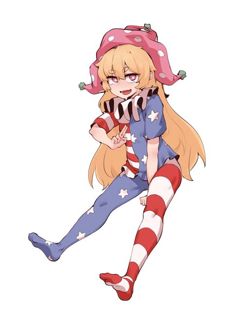 soya6479 clownpiece touhou striped bad id bad pixiv id highres 1girl d american flag