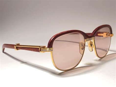 Cartier Wood Malmaison Precious Wood Palisander And Gold 56mm Sunglasses At 1stdibs
