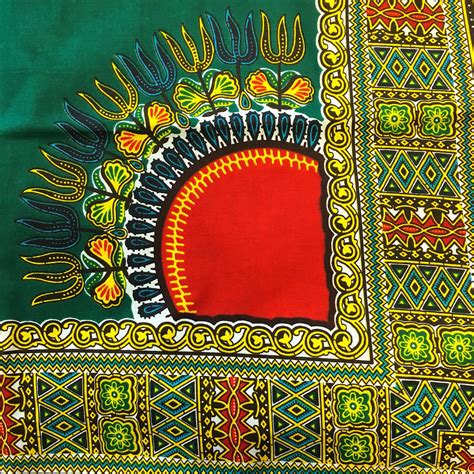 Green Dashiki Fabric Angelina Print Shirt 100 Cotton By The Yard Fabric Wholesale Direct