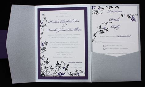Black silver and purple confetti dark glam wedding invitation. Black And Silver Wedding Invitations