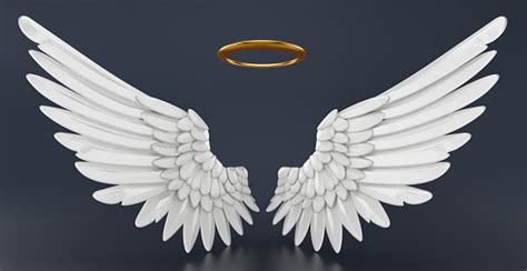 Angel Wings And Golden Halo Isolated On Black Stock Photo Download