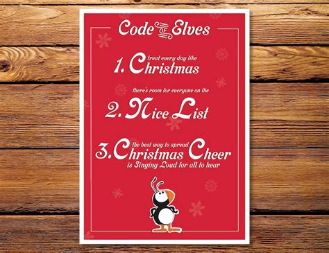 Treat Every Day Like Christmas The Code Of Elves Elf 5x7 Gicle Print Etsy