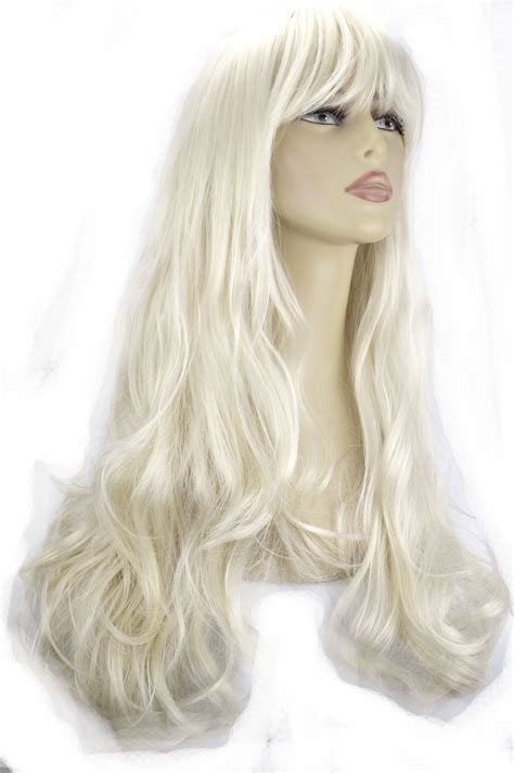 22 Ladies Beautiful Full Wig Long Hair Piece Wavy Platinum Blonde 1660 Ebay