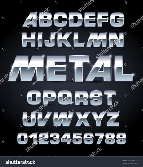 Vector Set Of Silver Metallic Fonts 92293114 Shutterstock
