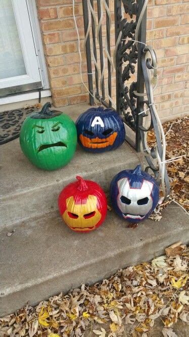 Carved And Painted Avenger Pumpkins For Halloween Love How They Turned