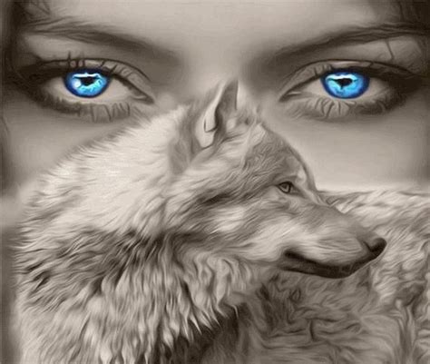 White Wolf Girl Blue Eyes 023 Modern Cross Stitch Pattern