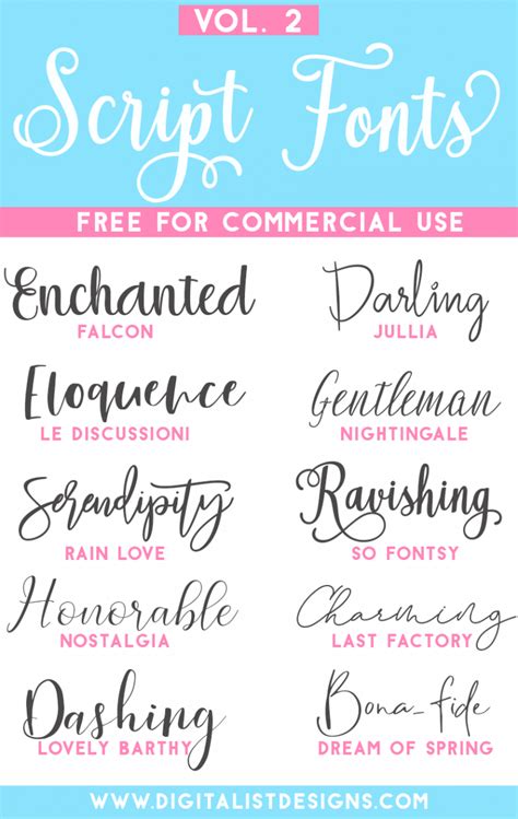 Free Script Fonts For Commercial Use Vol 2 Digitalistdesigns