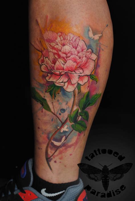 Watercolor Tattoo Peony Floral Tattoo Sleeve Watercolor Tattoo