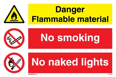 Danger Flammable Material No Smoking No Naked Lights Maritime