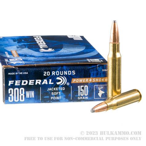 20 Rounds Of Bulk 308 Win Ammo By Federal 150gr Sp