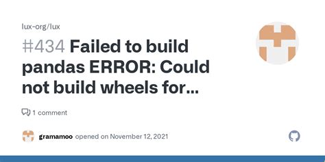 Failed To Build Pandas ERROR Could Not Build Wheels For Pandas Which