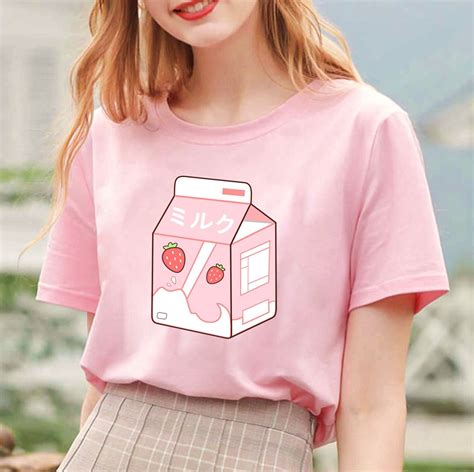 Strawberry Milk Shirt Pink Milk Shirt Kawaii Clothing Etsy