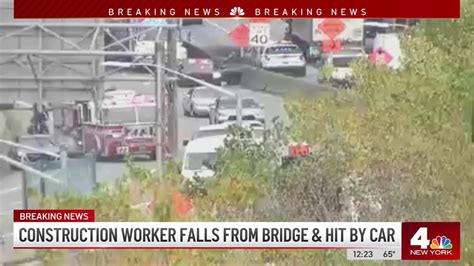 Construction Worker Falls Off Bridge Gets Hit By Car Police Nbc New