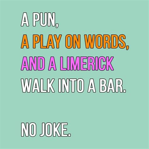 A Pun A Play On Words And A Limerick Walk Into A Bar No Joke