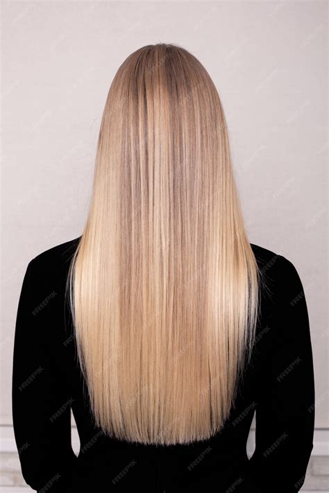 Premium Photo Female Back With Long Straight Blonde Hair In Hairdressing Salon