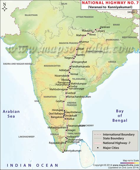 National Highway 7 Road Map Of Varanasi To Kanniyakumari