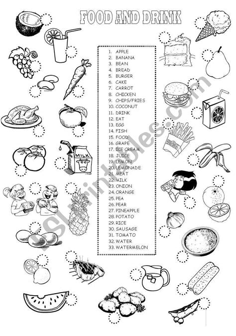 Schede Didattiche Inglese Food And Drink - A worksheet about FOOD AND DRINKS based on the Cambridge Starters´s