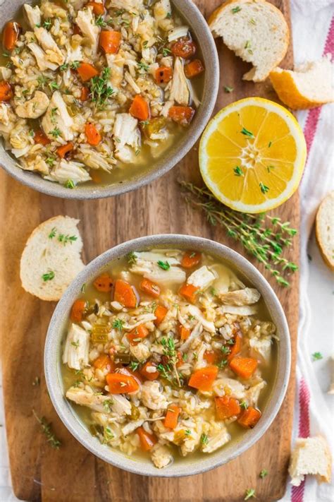 Carefully ( it will fall apart ) remove chicken at supper time. Crock Pot Chicken and Rice Soup - WellPlated.com