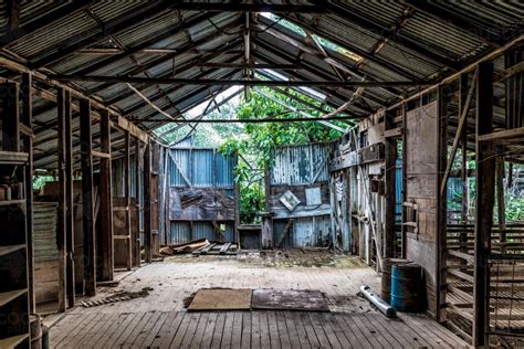 Image Of Inside An Abandoned Farm Shed Austockphoto