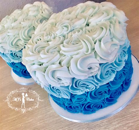 Blue Ombré Rosett Cake Rosette Cake High Quality Ingredients Blue Ombre Yummy Cakes