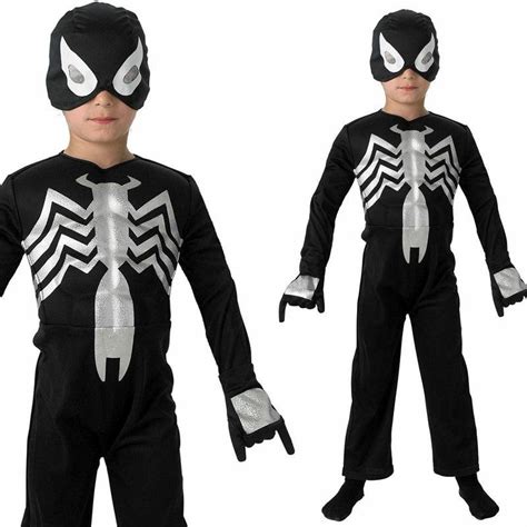 Boys Black Muscle Chest Spiderman Venom Superhero Book Week Fancy Dres