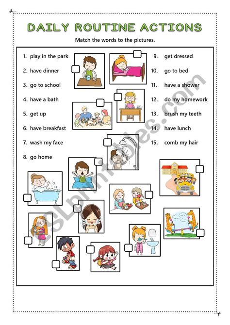 Daily Routine Actions Esl Worksheet By Imsooverit