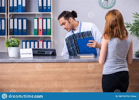 Young Patient At The Reception In The Hospital Stock Photo Image Of
