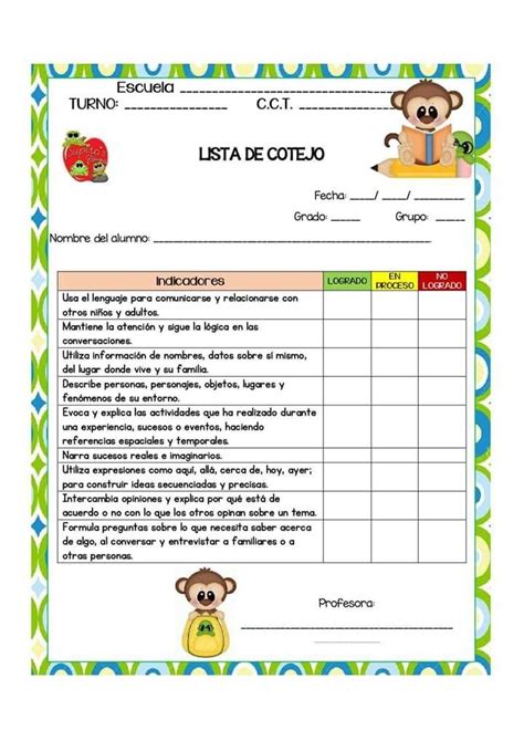 Pin De Alejandra Rodriguez En Evaluación Evaluaciones Para Preescolar