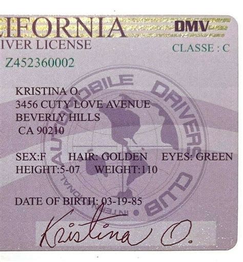 California Dmv Drivers License Kristina O Vending Sticker 2002