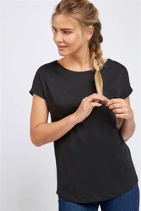 buy black round neck cap sleeve t shirt from the next uk online shop