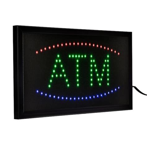 Alpine Industries 19 In X 10 In Led Rectangular Blue And Green Atm Sign